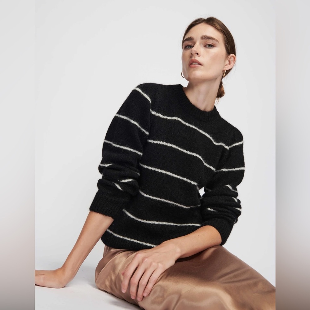 Black and White Striped Women's Sweater by Nation